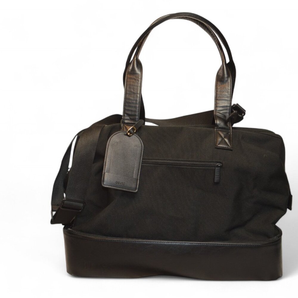 BÉIS Weekender Bag Black Faux Leather Canvas Travel Tote - Picture 7 of 11